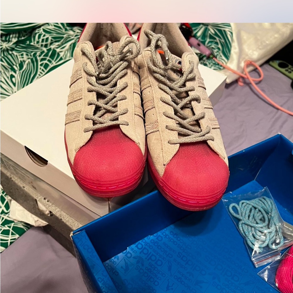 Red and Gray Sneakers